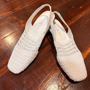 Karen Scott Women's Cream Woven Slingback Flats